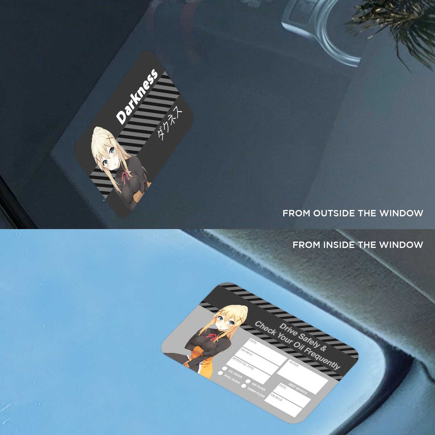 Darkness Double Sided Drive Safely & Check Oil Frequently Vinyl Decal Sticker