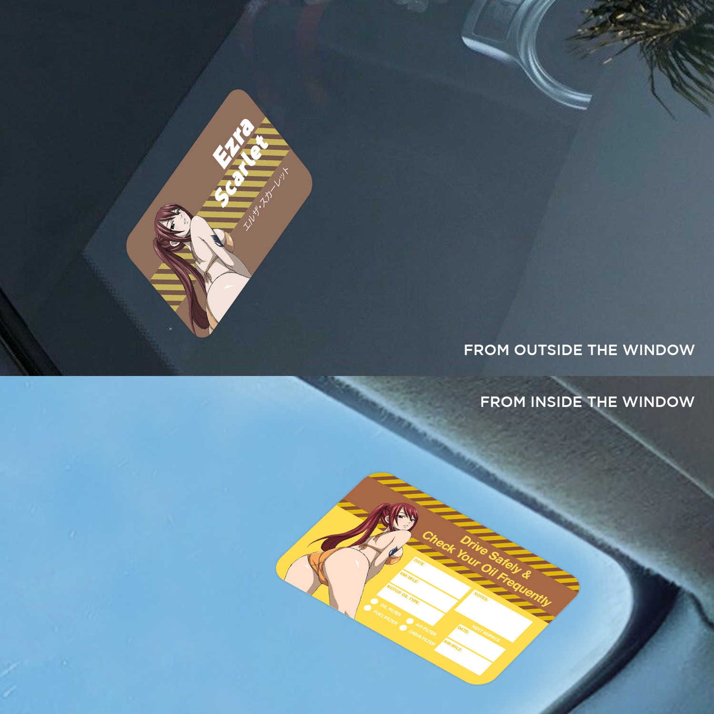 Ezra Scarlet Double Sided Drive Safely & Check Oil Frequently Vinyl Decal Sticker