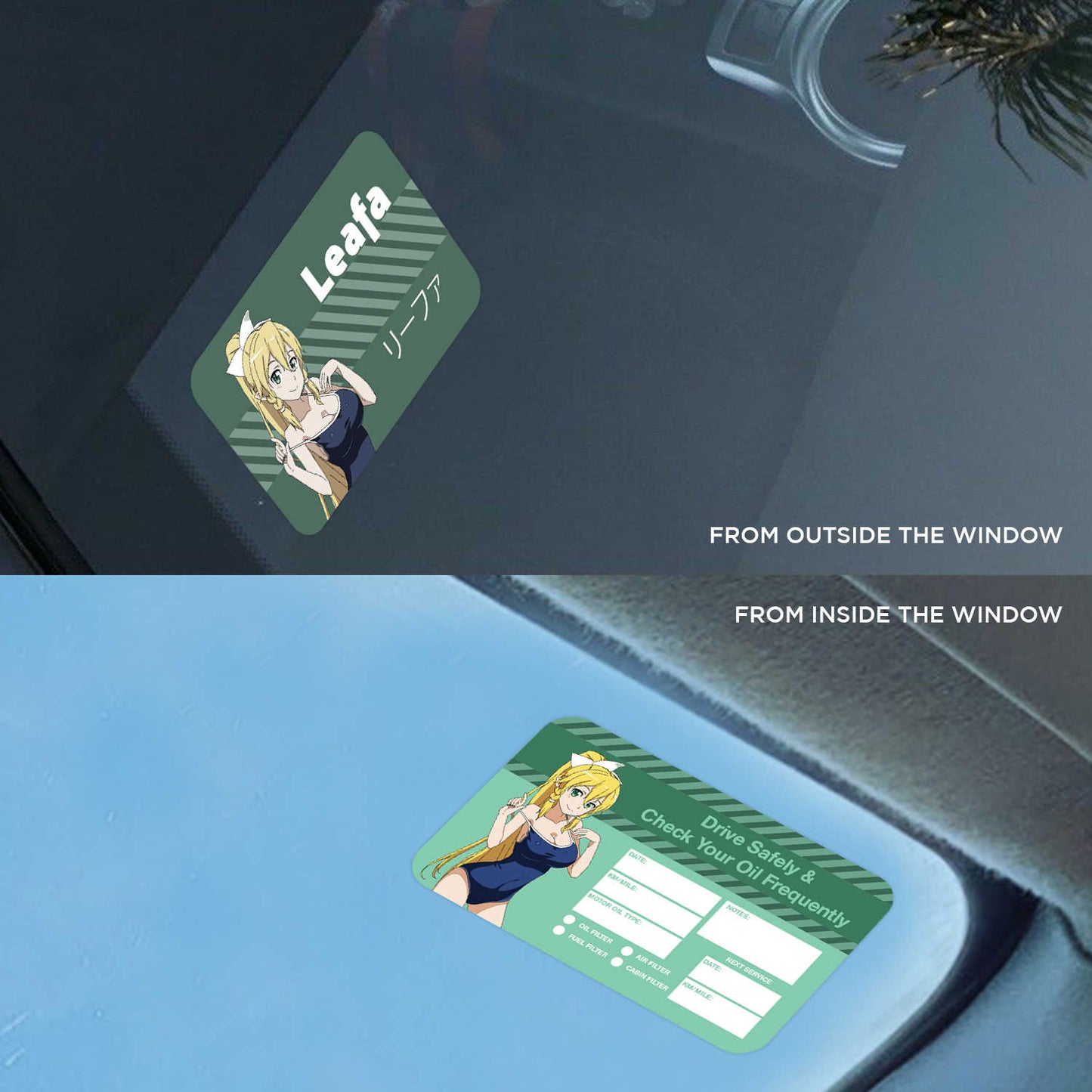 Leafa Double Sided Drive Safely & Check Oil Frequently Vinyl Decal Sticker