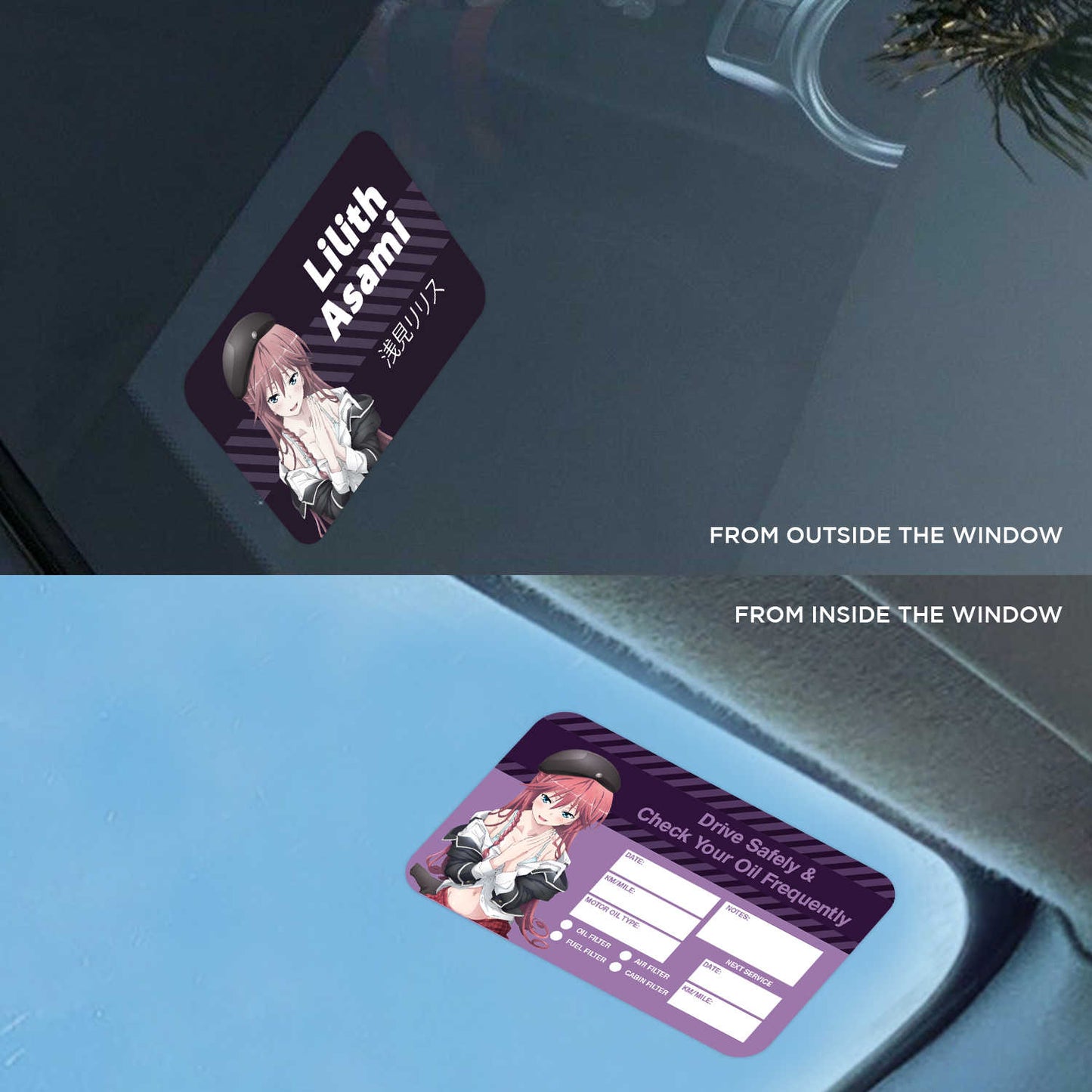 Lilith Asami Double Sided Drive Safely & Check Oil Frequently Vinyl Decal Sticker