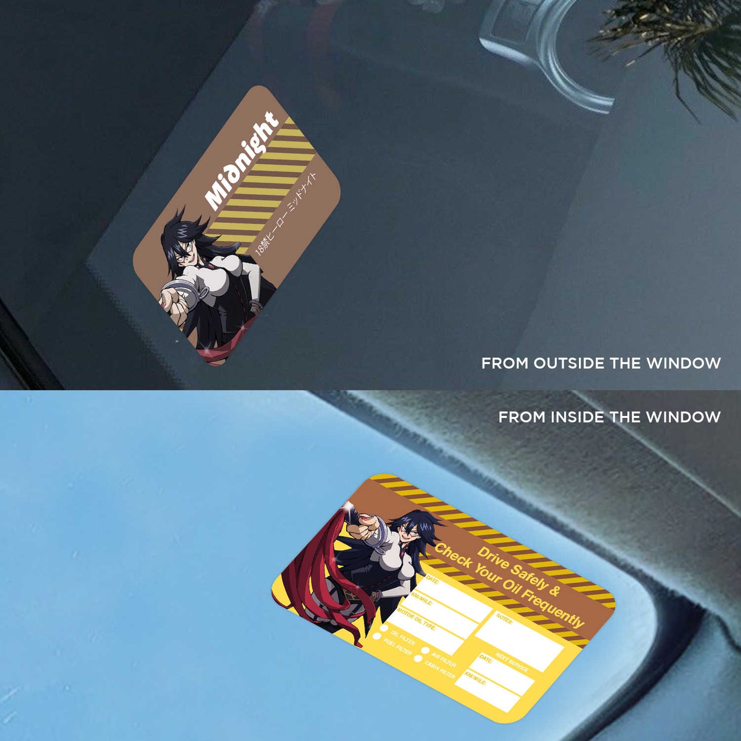 Midnight Double Sided Drive Safely & Check Oil Frequently Vinyl Decal Sticker