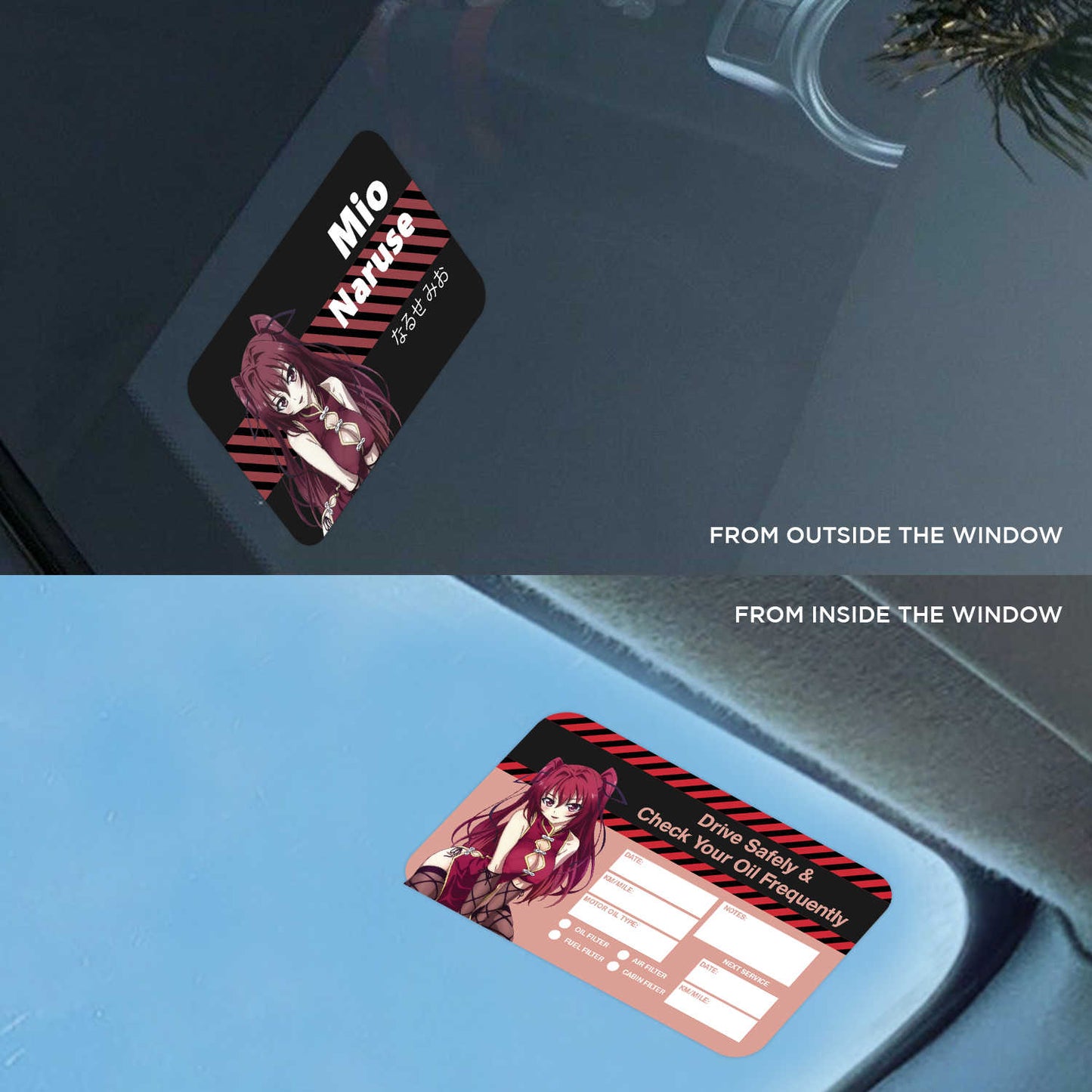 Mio Naruse Double Sided Drive Safely & Check Oil Frequently Vinyl Decal Sticker