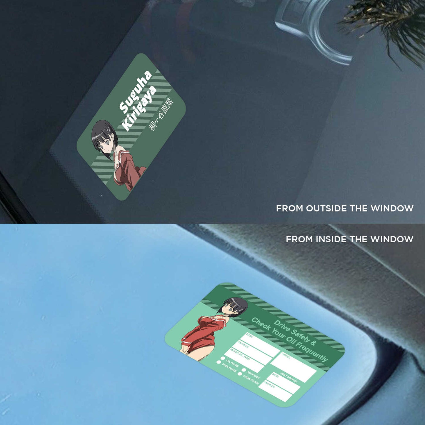 Suguha Kirigaya Double Sided Drive Safely & Check Oil Frequently Vinyl Decal Sticker