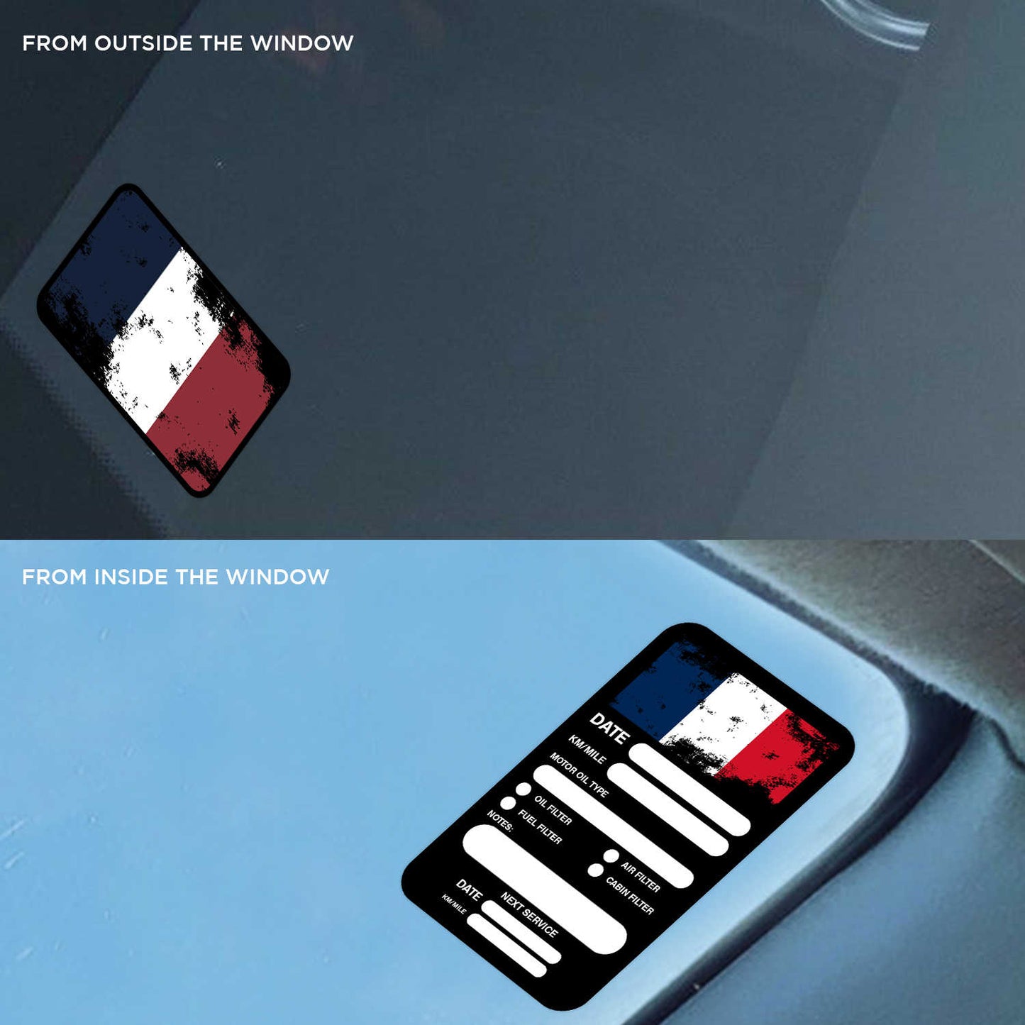 French Flag Double Sided Drive Safely & Check Oil Frequently Vinyl Decal Sticker