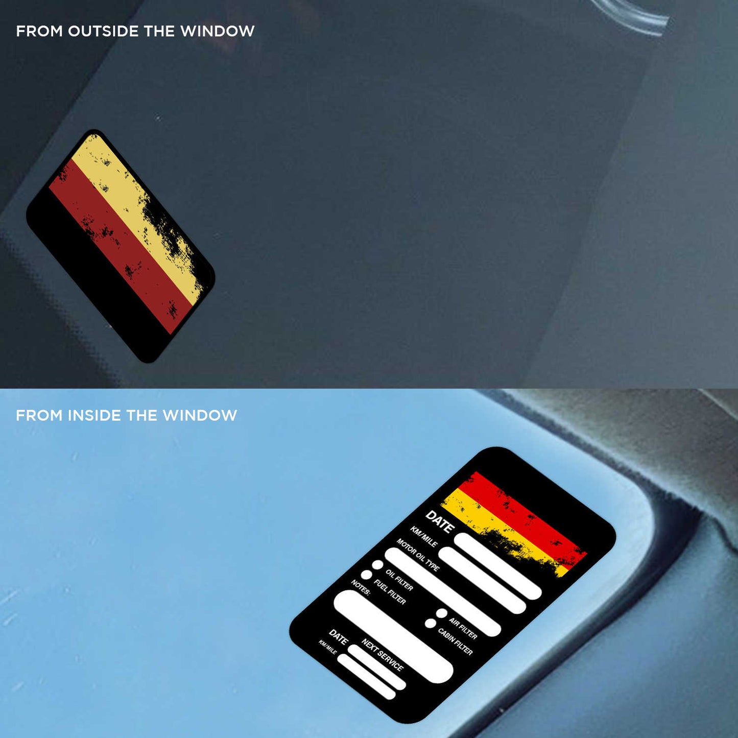 Germany Flag Double Sided Drive Safely & Check Oil Frequently Vinyl Decal Sticker