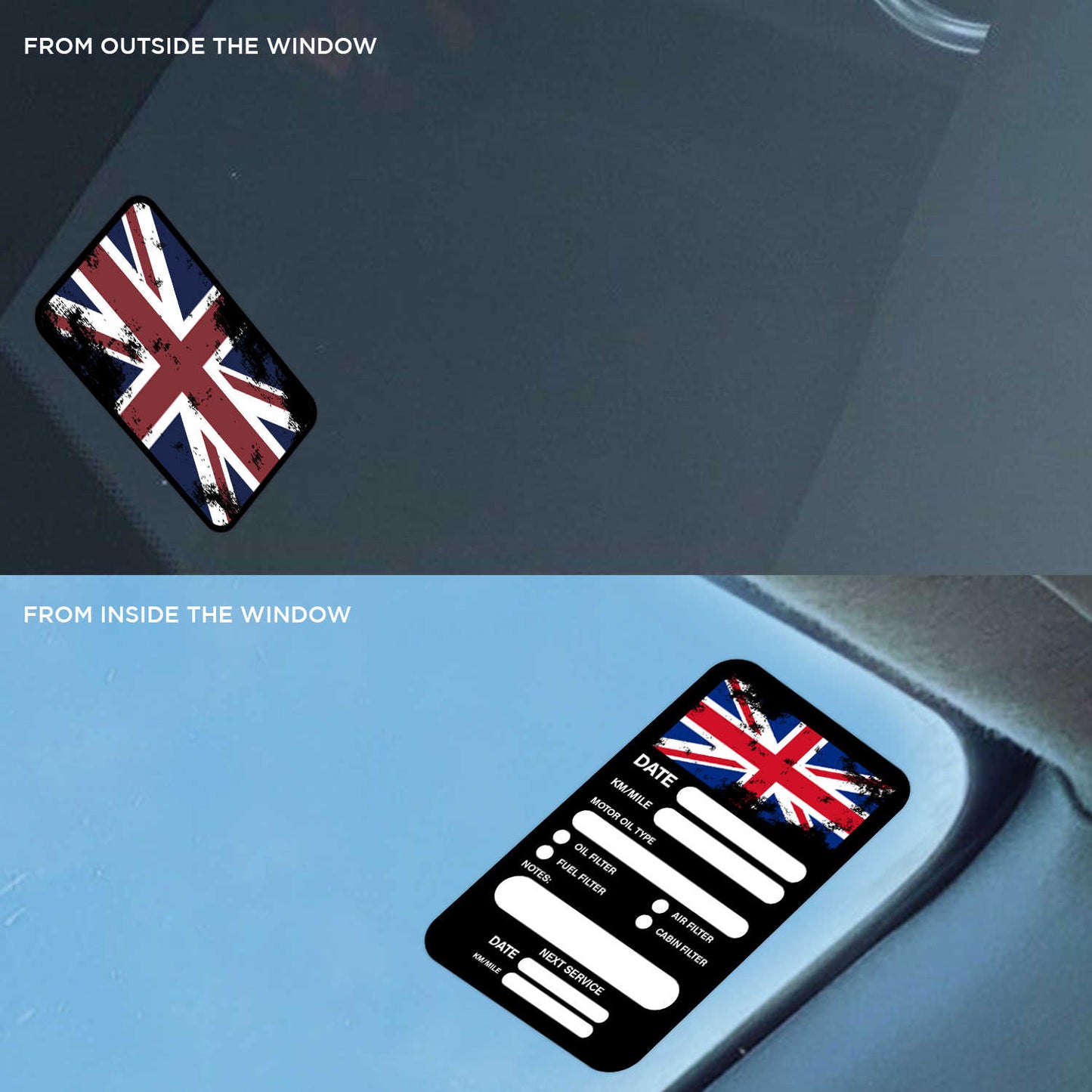 UK Flag Double Sided Drive Safely & Check Oil Frequently Vinyl Decal Sticker