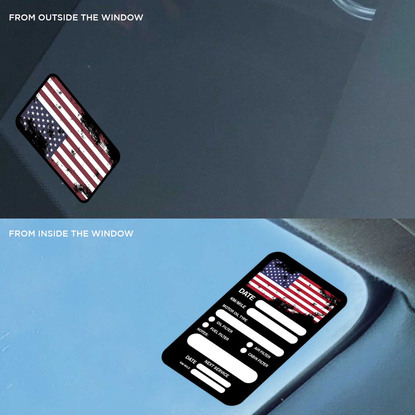 USA Flag Double Sided Drive Safely & Check Oil Frequently Vinyl Decal Sticker