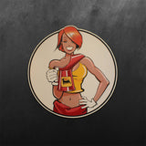 Red PinUp Girl Sticker Agip Oil