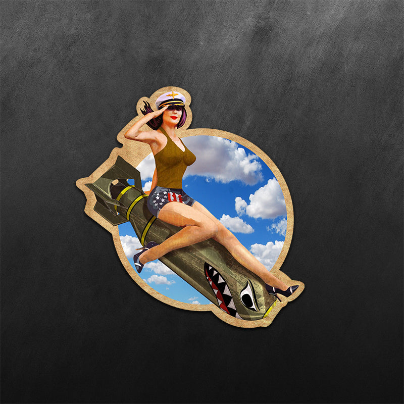 Shark Bombshell PinUp Girl Sticker