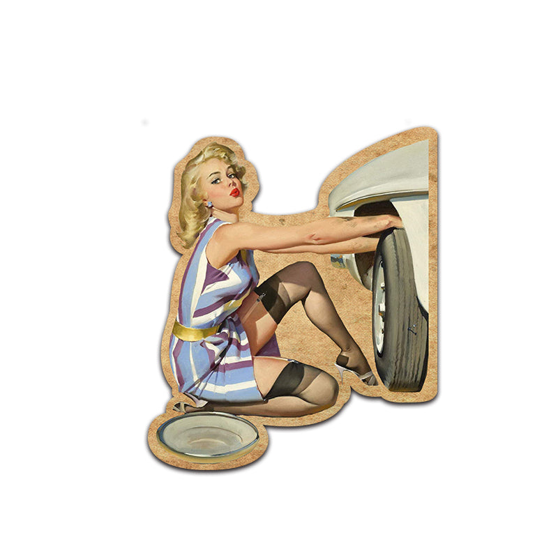 Mechanic PinUp Girl Sticker