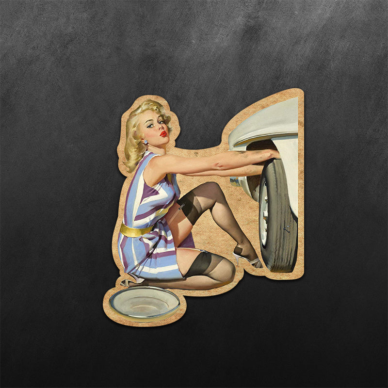 Mechanic PinUp Girl Sticker