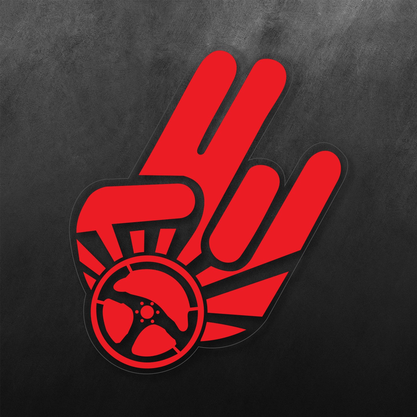 JDM Hand Rising Sun Shocker Steering Wheel Sticker
