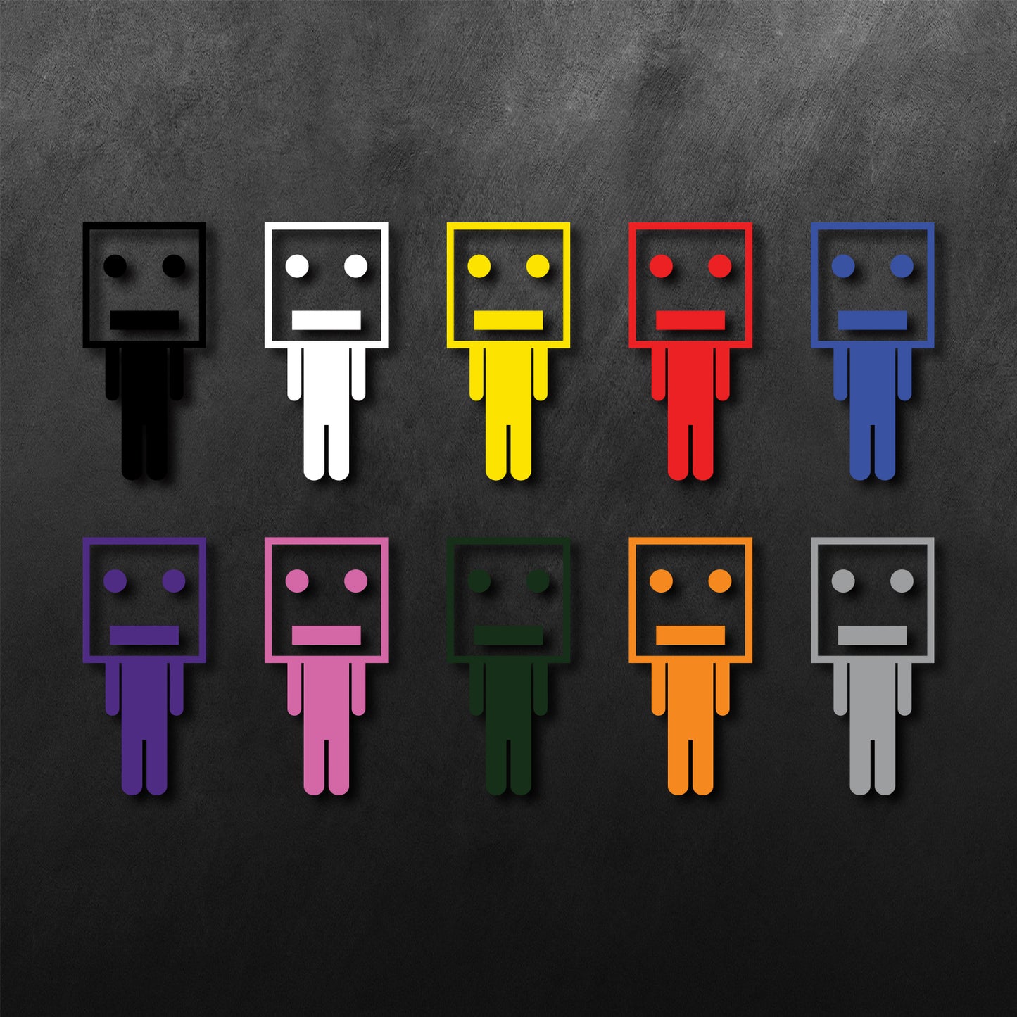 Box Head Man Stick Figure Sticker