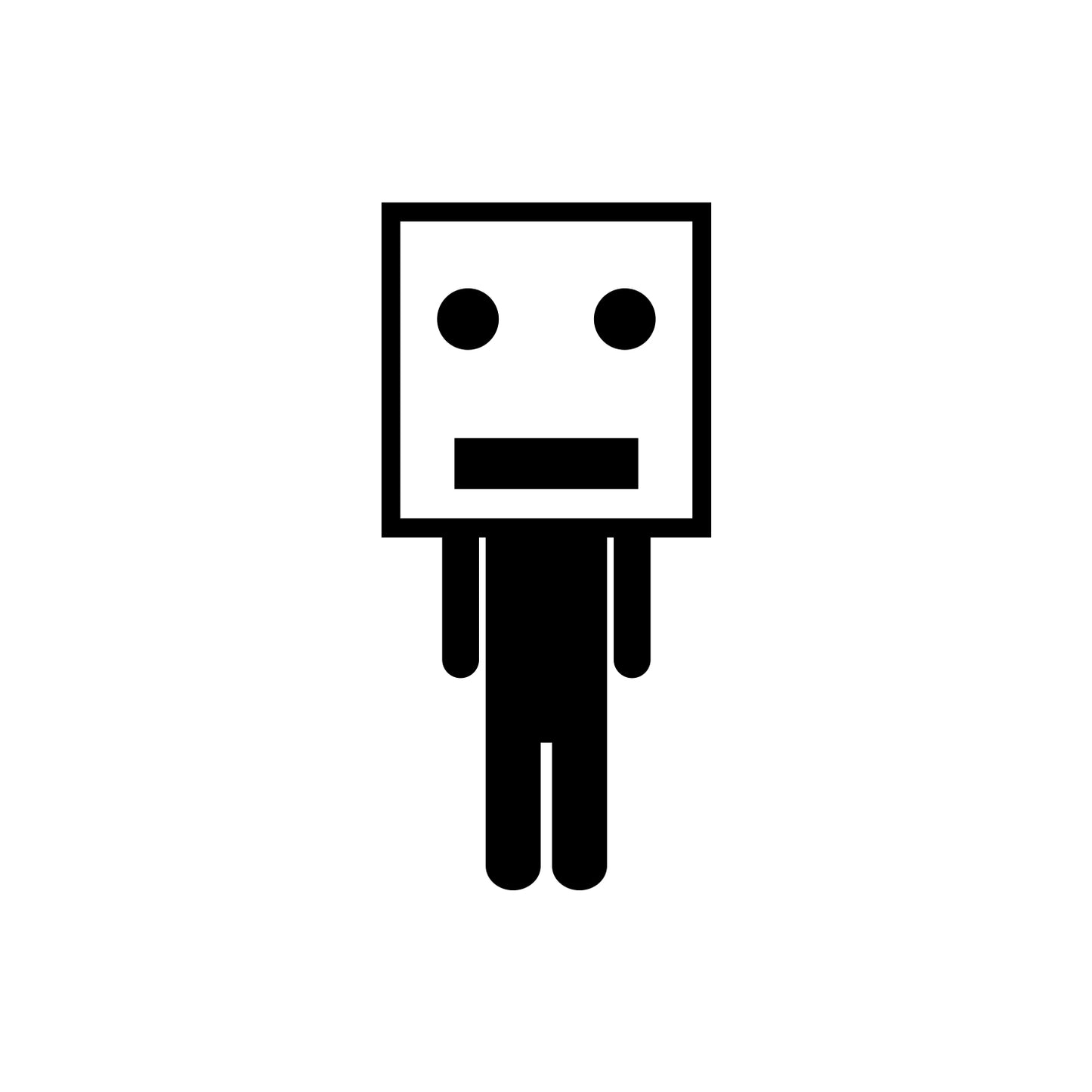 Box Head Man Stick Figure Sticker