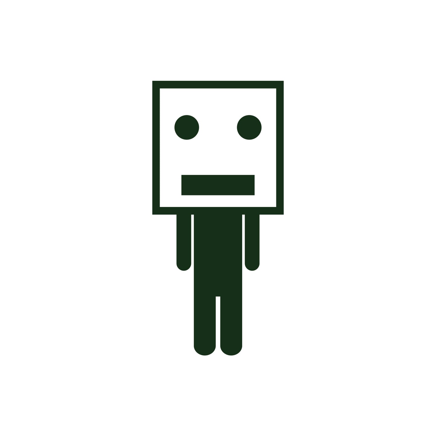 Box Head Man Stick Figure Sticker