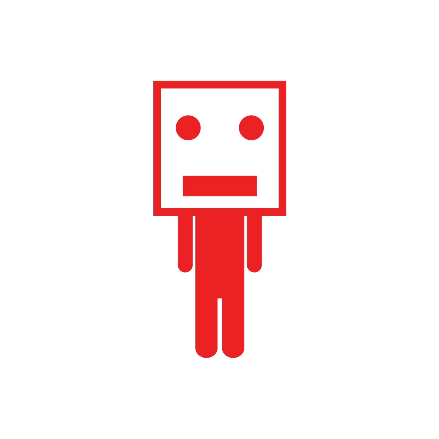 Box Head Man Stick Figure Sticker