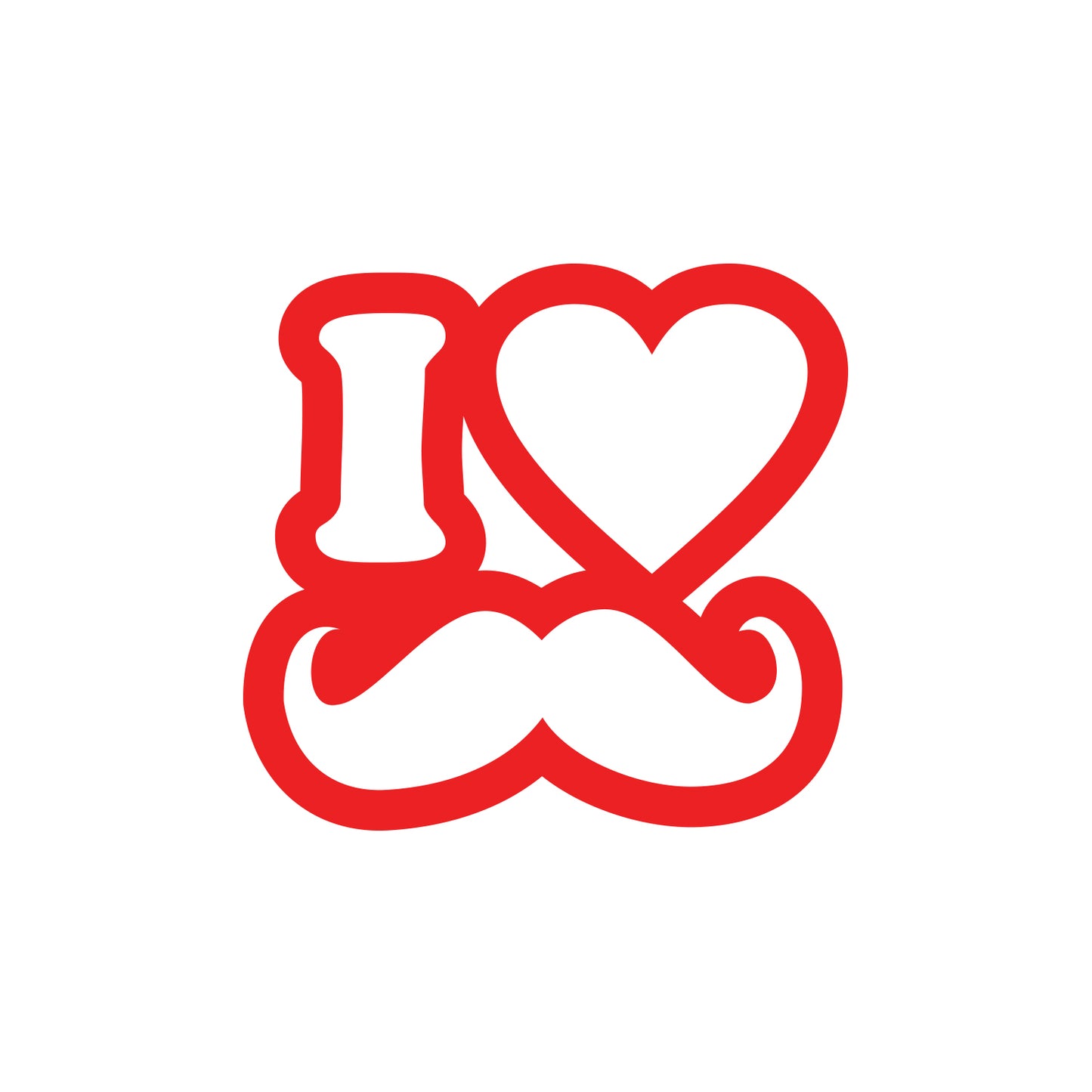 JDM Hearts I Love Mustache Sticker