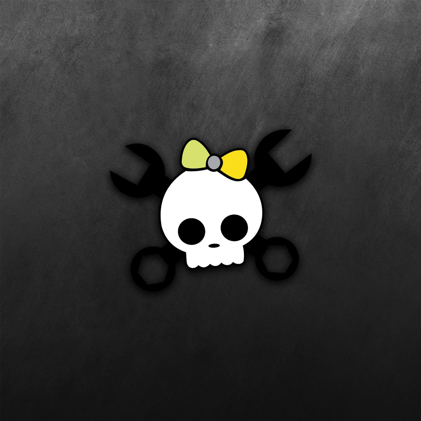 Skull Wrench Ribbon Sticker