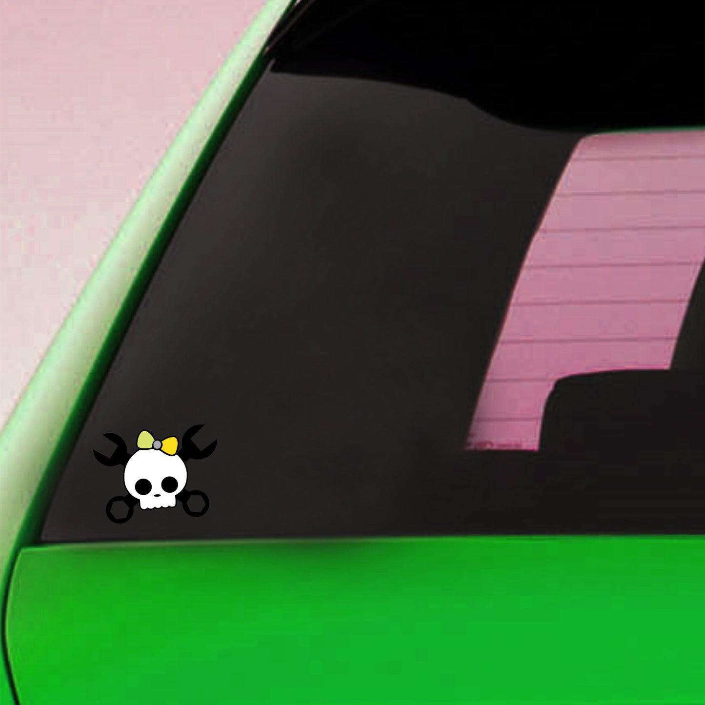 Skull Wrench Ribbon Sticker