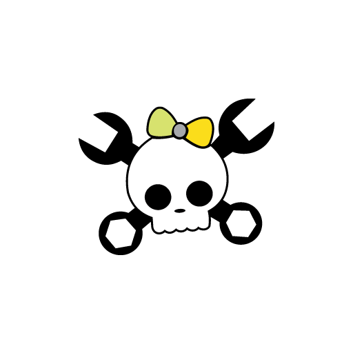 Skull Wrench Ribbon Sticker-0