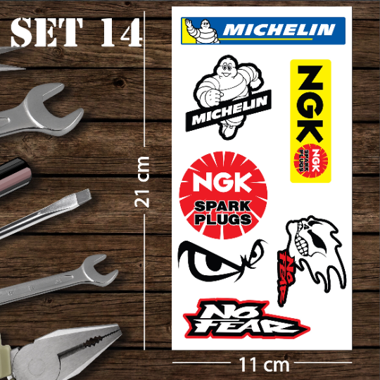 Assorted Motorcycle Bike Stickers Set Pack 14 Racing Decal