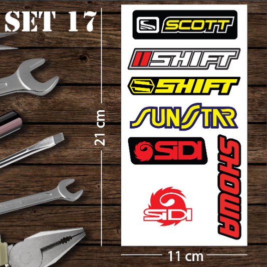 Assorted Motorcycle Bike Stickers Set Pack 17 Racing Decal