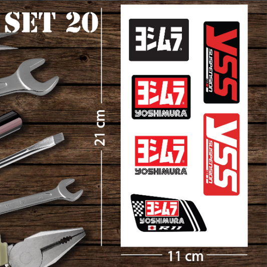 Assorted Motorcycle Bike Stickers Set Pack 20 Racing Decal