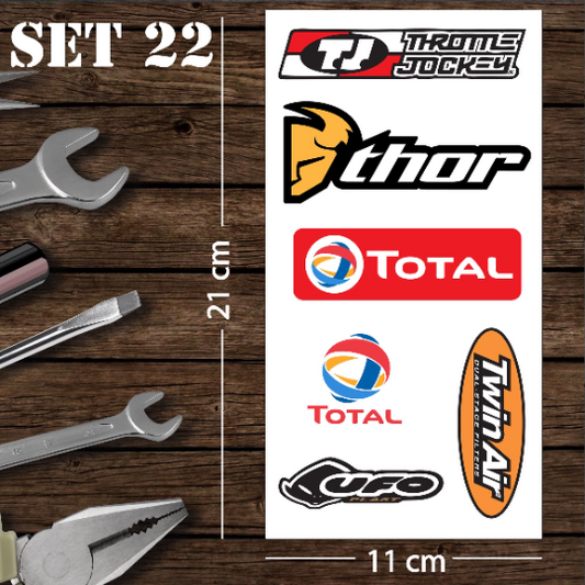 Assorted Motorcycle Bike Stickers Set Pack 22 Racing Decal