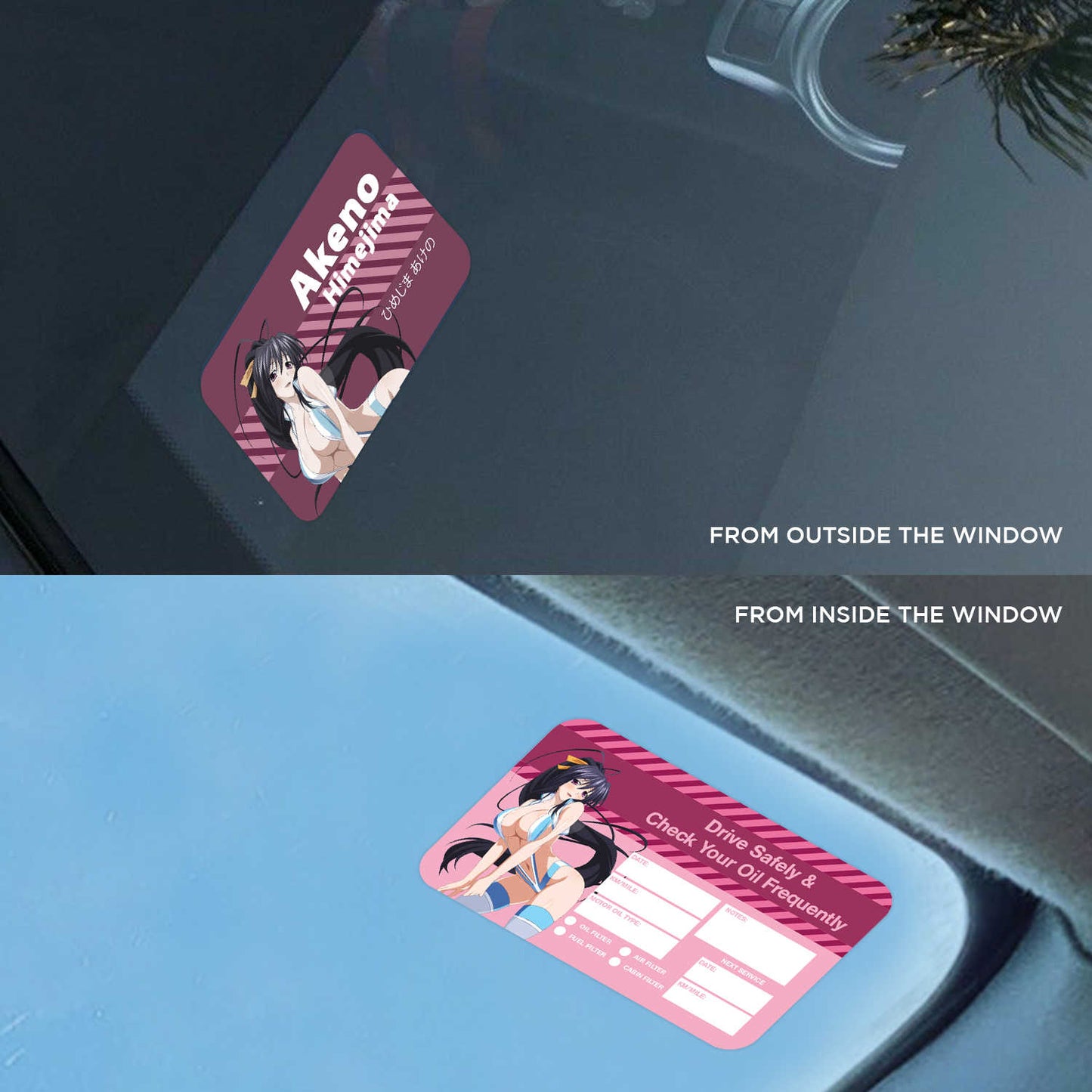 Akeno Himejima Double Sided Drive Safely & Check Oil Frequently Vinyl Decal Sticker