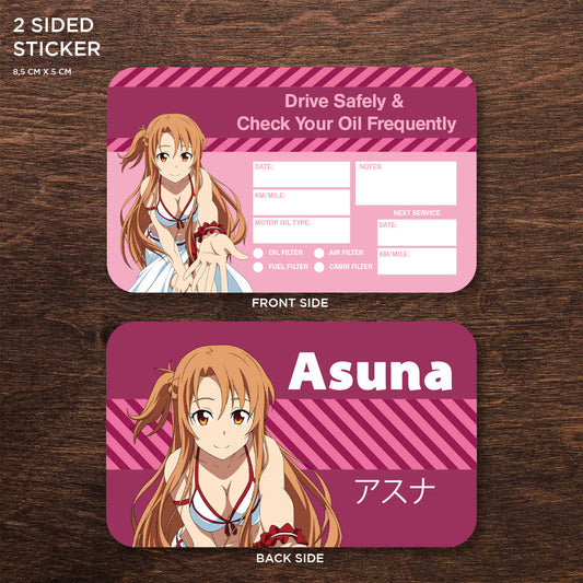 Asuna Double Sided Drive Safely & Check Oil Frequently Vinyl Decal Sticker