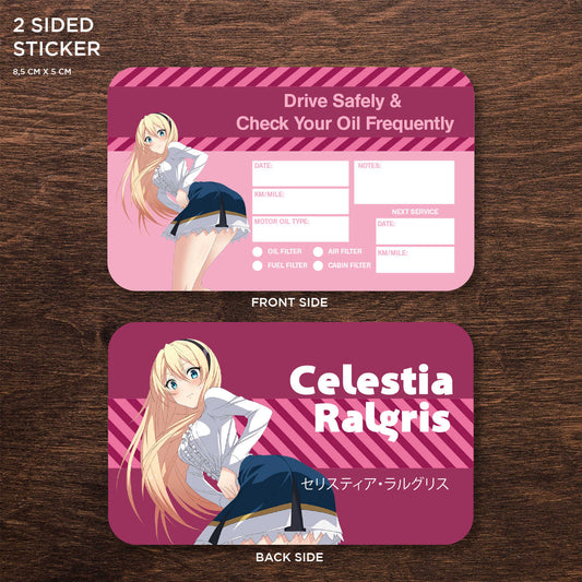 Celestia Ralgris Double Sided Drive Safely & Check Oil Frequently Vinyl Decal Sticker