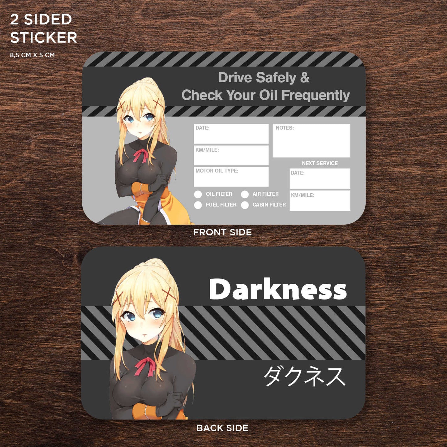 Darkness Double Sided Drive Safely & Check Oil Frequently Vinyl Decal Sticker