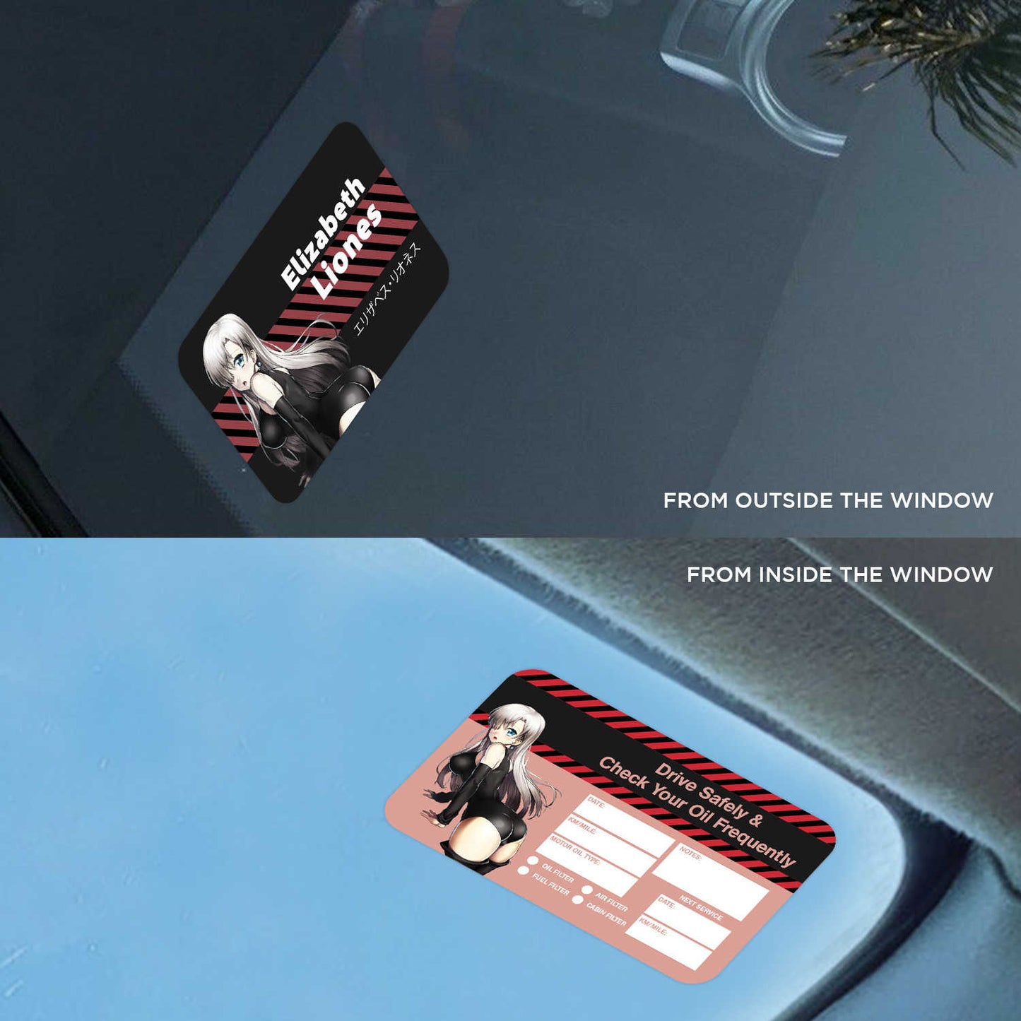 Elizabeth Liones Double Sided Drive Safely & Check Oil Frequently Vinyl Decal Sticker