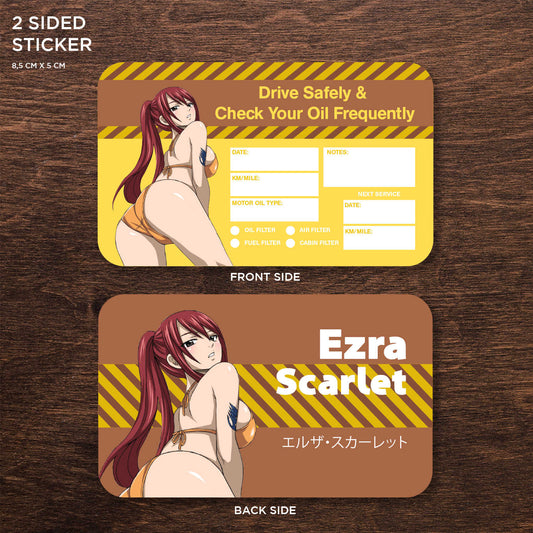 Ezra Scarlet Double Sided Drive Safely & Check Oil Frequently Vinyl Decal Sticker