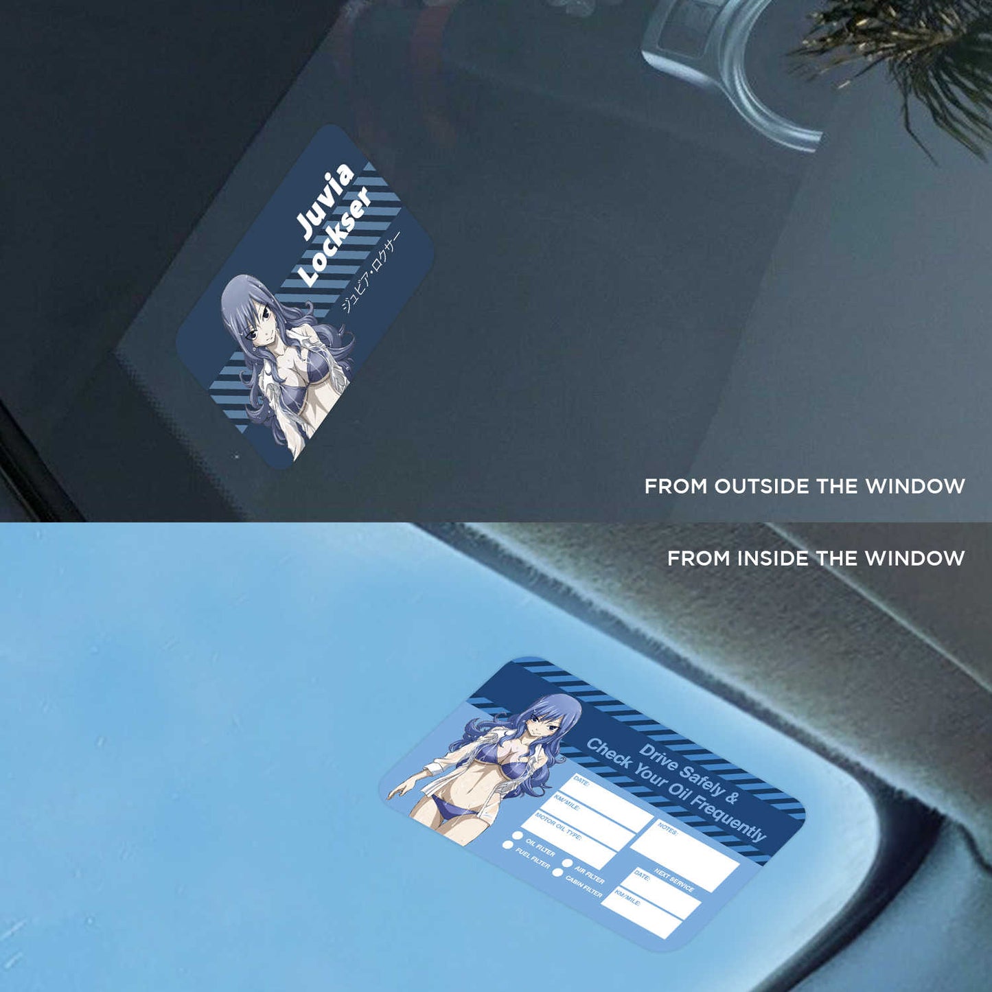 Juvia Lockser Double Sided Drive Safely & Check Oil Frequently Vinyl Decal Sticker