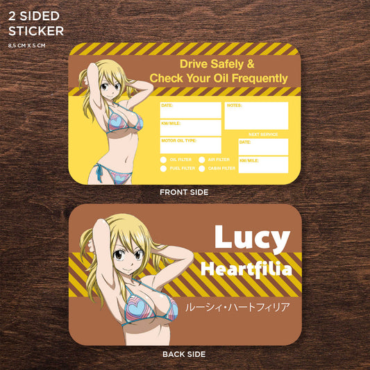 Lucy Heartfilia Double Sided Drive Safely & Check Oil Frequently Vinyl Decal Sticker