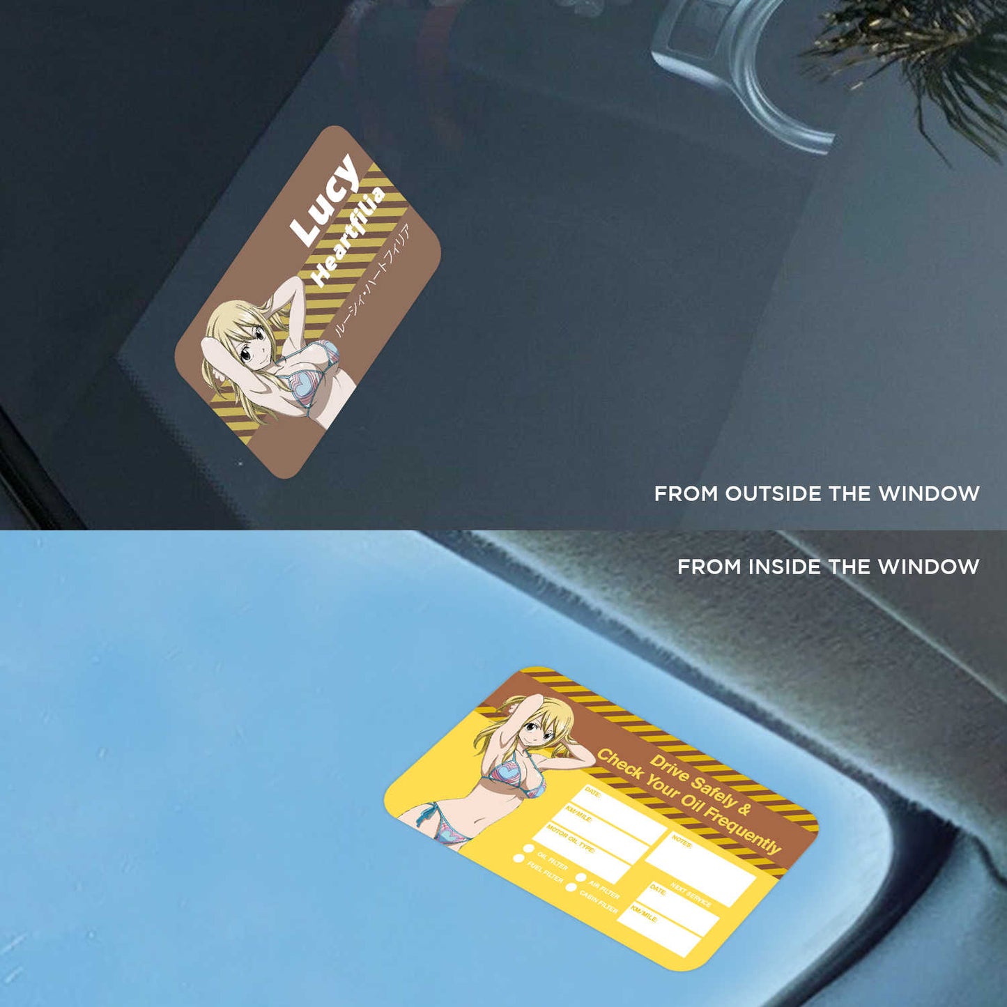 Lucy Heartfilia Double Sided Drive Safely & Check Oil Frequently Vinyl Decal Sticker