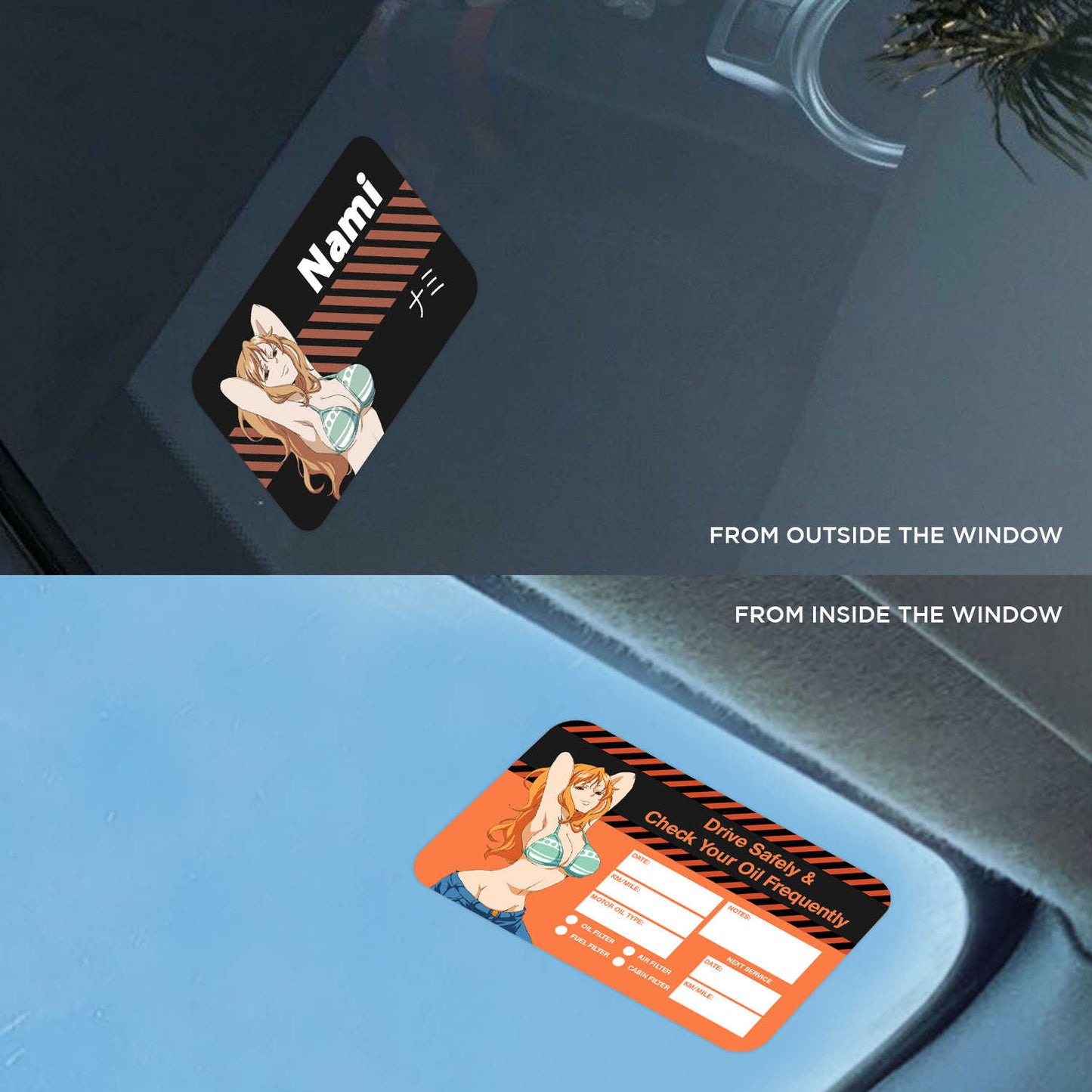 Nami Double Sided Drive Safely & Check Oil Frequently Vinyl Decal Sticker