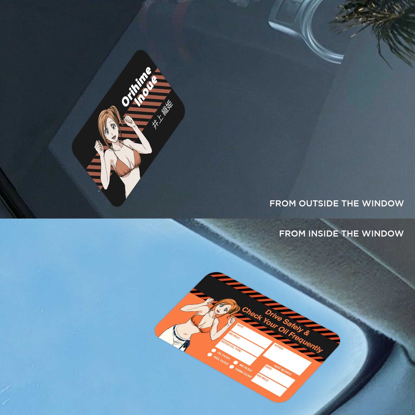 Orihime Inoue Double Sided Drive Safely & Check Oil Frequently Vinyl Decal Sticker