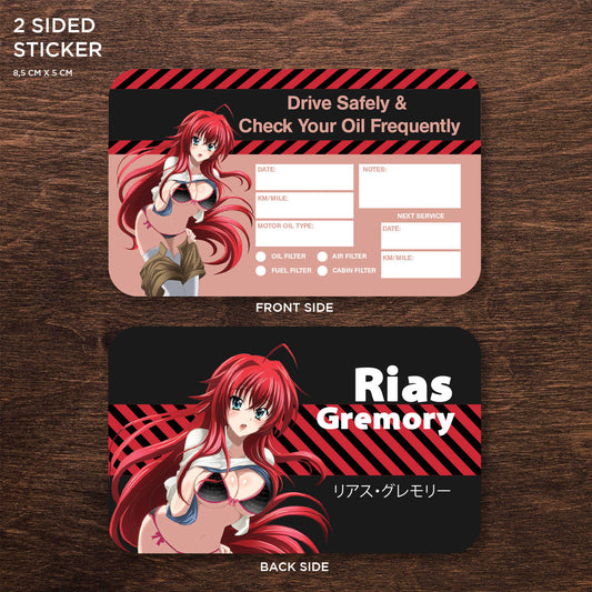 Rias Gremory Double Sided Drive Safely & Check Oil Frequently Vinyl Decal Sticker