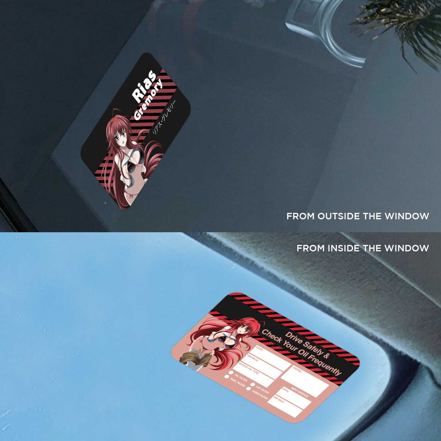 Rias Gremory Double Sided Drive Safely & Check Oil Frequently Vinyl Decal Sticker