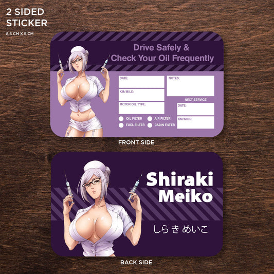 Shiraki Meiko Double Sided Drive Safely & Check Oil Frequently Vinyl Decal Sticker