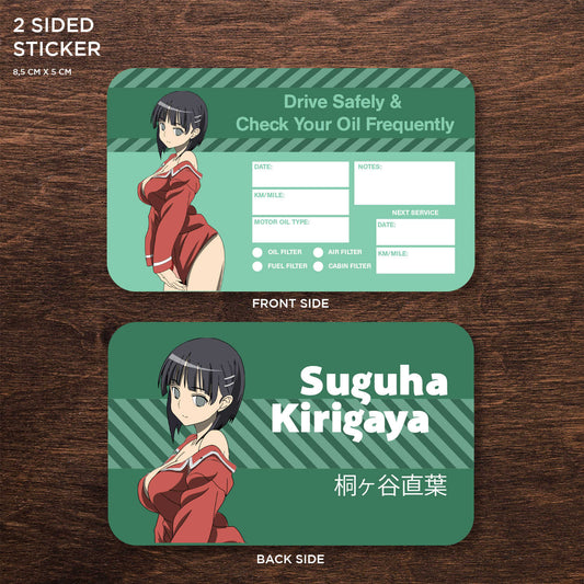 Suguha Kirigaya Double Sided Drive Safely & Check Oil Frequently Vinyl Decal Sticker