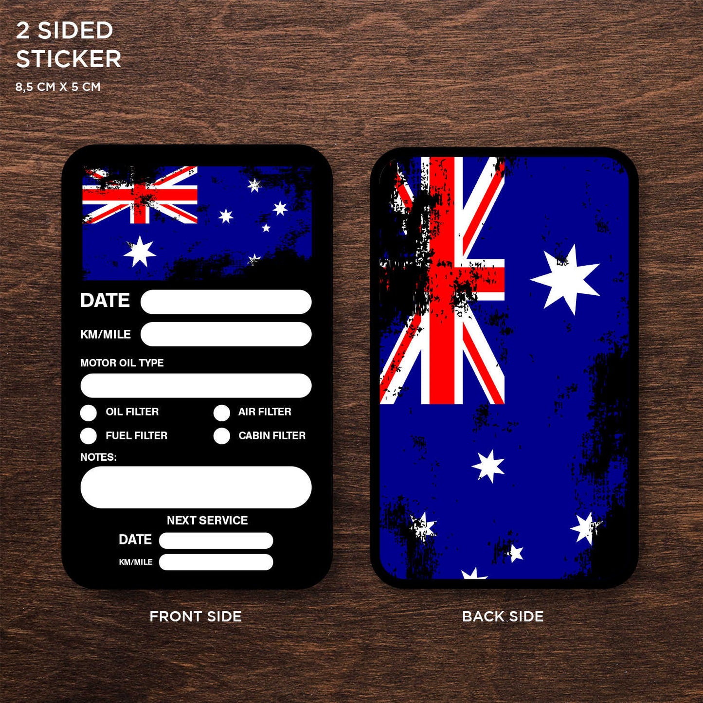 Australia Flag Double Sided Drive Safely & Check Oil Frequently Vinyl Decal Sticker