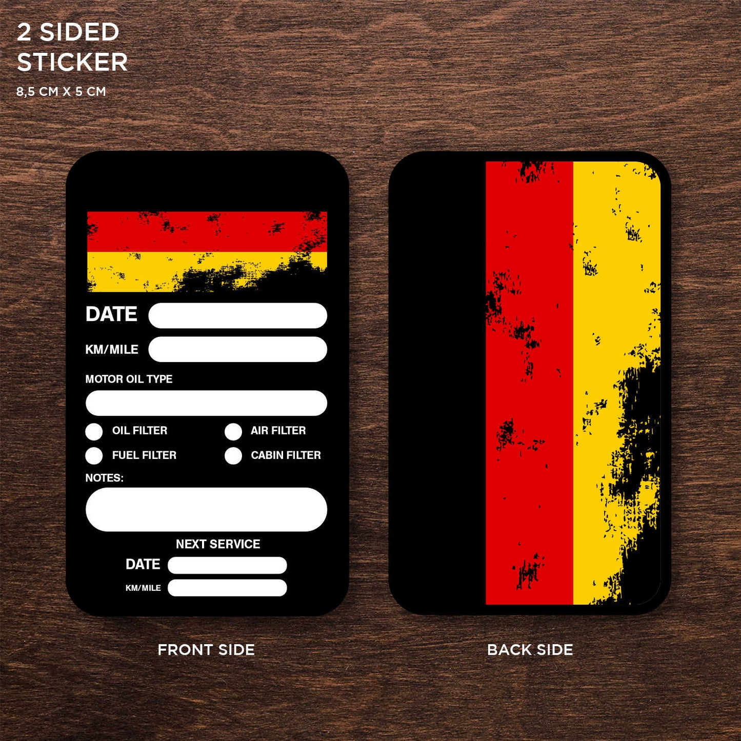 Germany Flag Double Sided Drive Safely & Check Oil Frequently Vinyl Decal Sticker