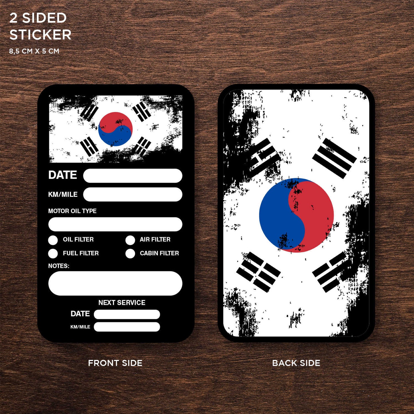 Korea Flag Double Sided Drive Safely & Check Oil Frequently Vinyl Decal Sticker