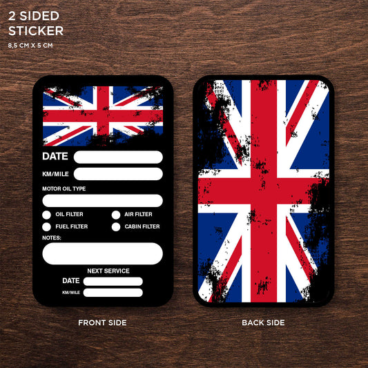 UK Flag Double Sided Drive Safely & Check Oil Frequently Vinyl Decal Sticker