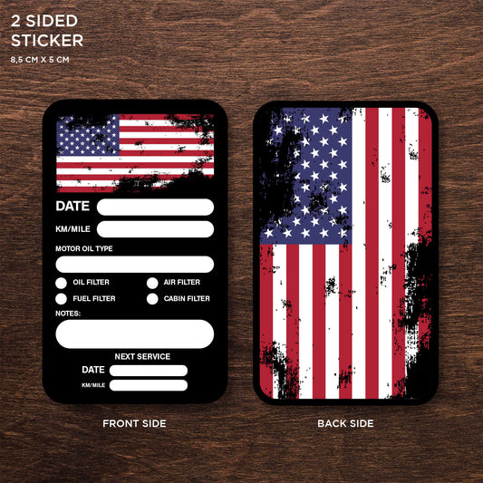 USA Flag Double Sided Drive Safely & Check Oil Frequently Vinyl Decal Sticker