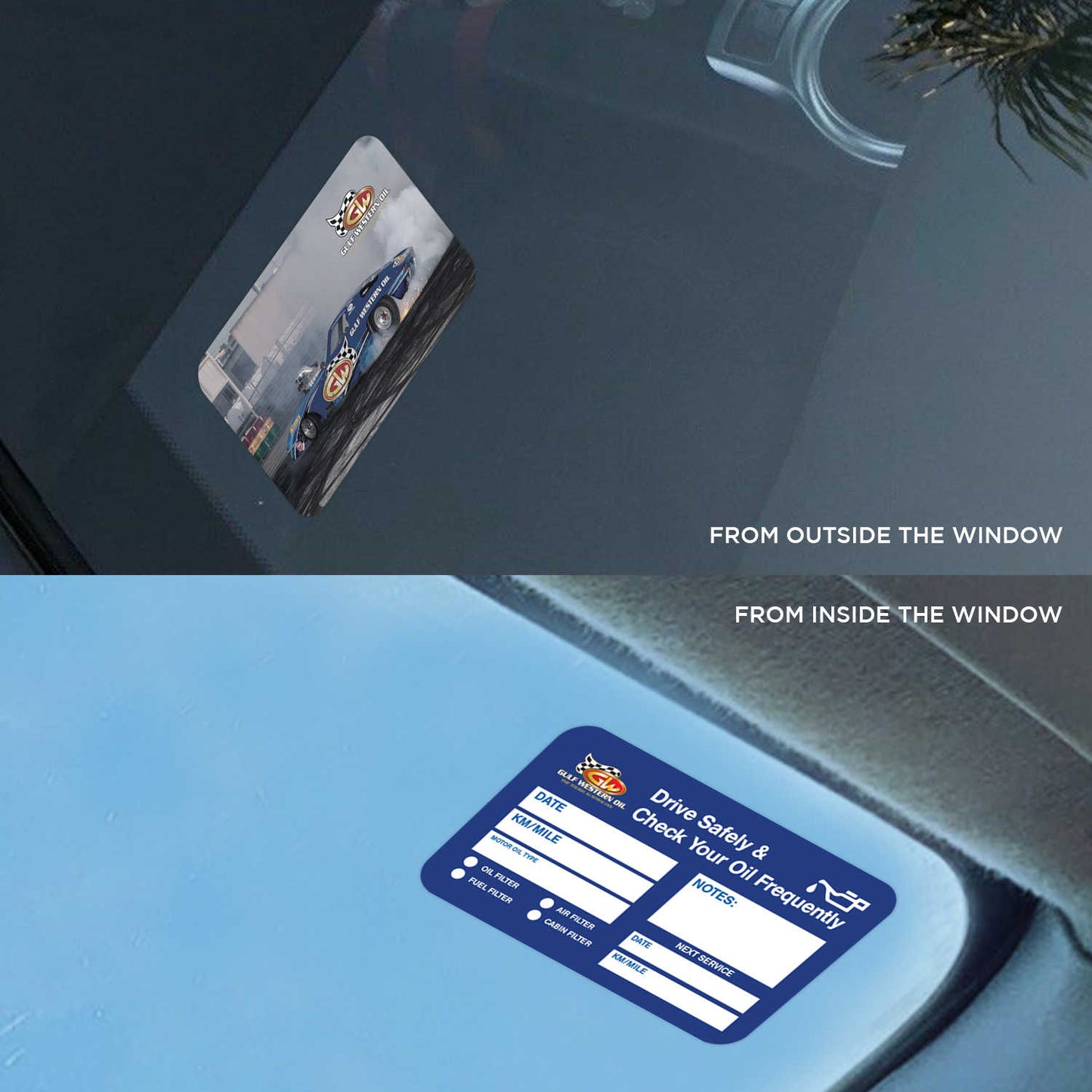 Gulf Western Oil Double Sided Drive Safely & Check Oil Frequently Vinyl Decal Sticker