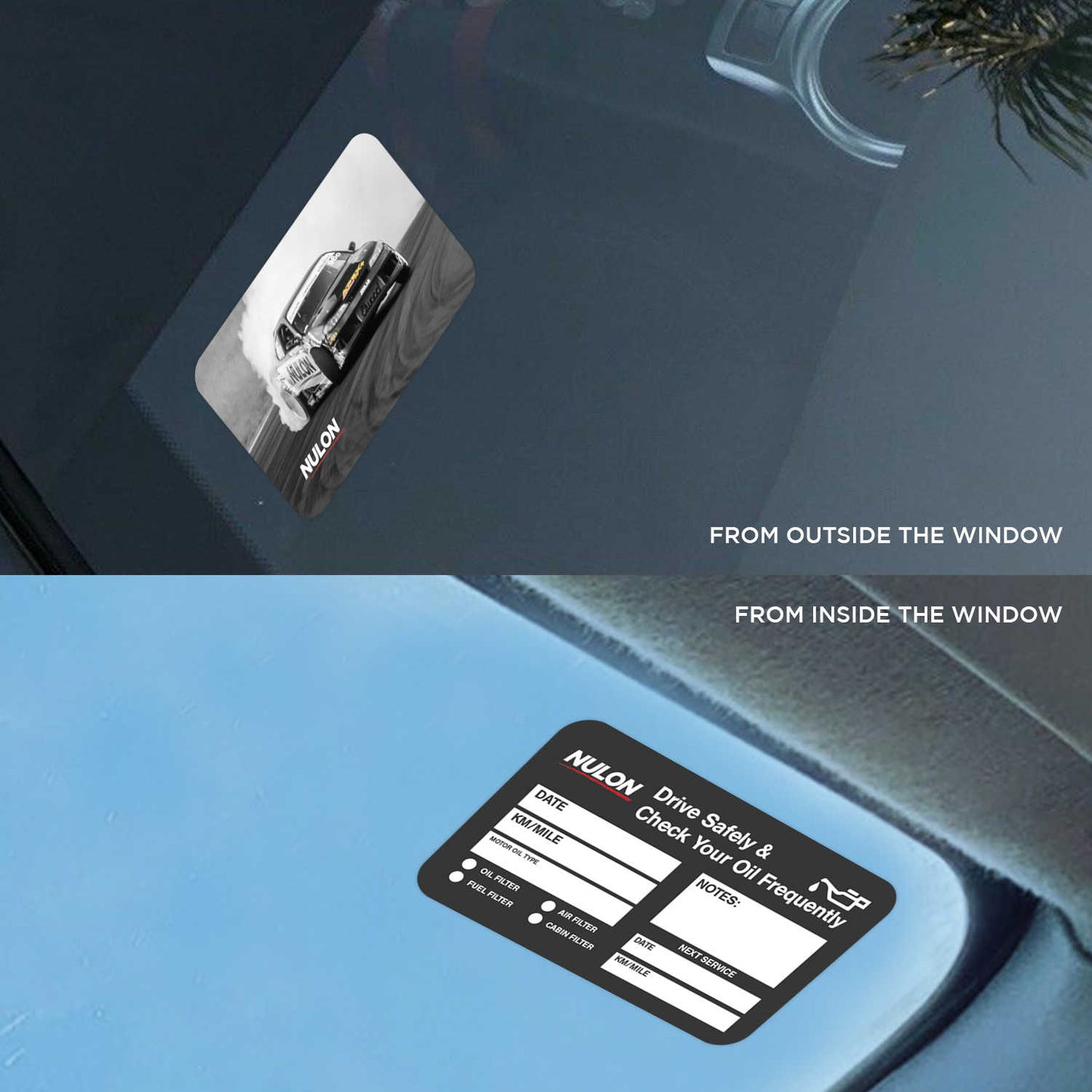 Nulon Oil Double Sided Drive Safely & Check Oil Frequently Vinyl Decal Sticker